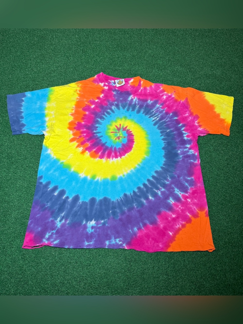 Tie Dye Shirt Vintage 90s XXL Colorful Distressed Hippie Grunge T Shirt